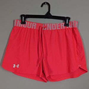 Under Armour Pink Logo Waistband Running Shorts – Size M